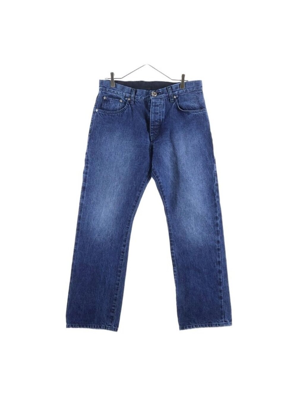 Chrome Hearts Strtlg Fbrc CH Cross Horseshoe Button Denim Pants Indigo Jeans